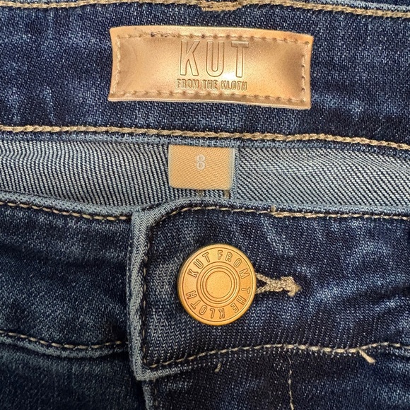 Kut from the Kloth Rachael Fab Ab Mom Jean High Rise Cropped Raw Fray Hem Size 8 - Picture 10 of 14